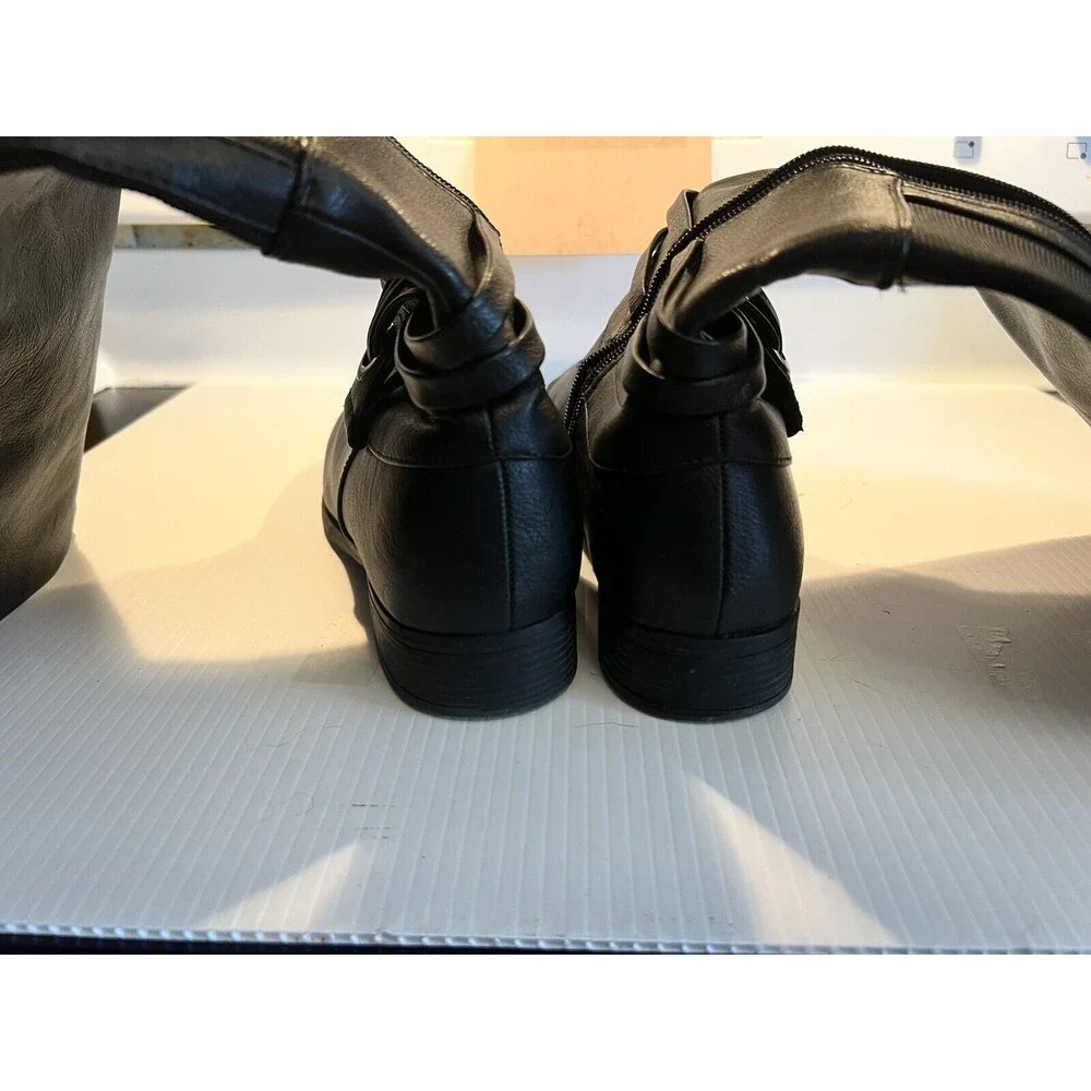 NWOB 9W AVENUE CLOUDWALKERS NAOMI FAUX LEATHER BLACK  RIDING BOOT